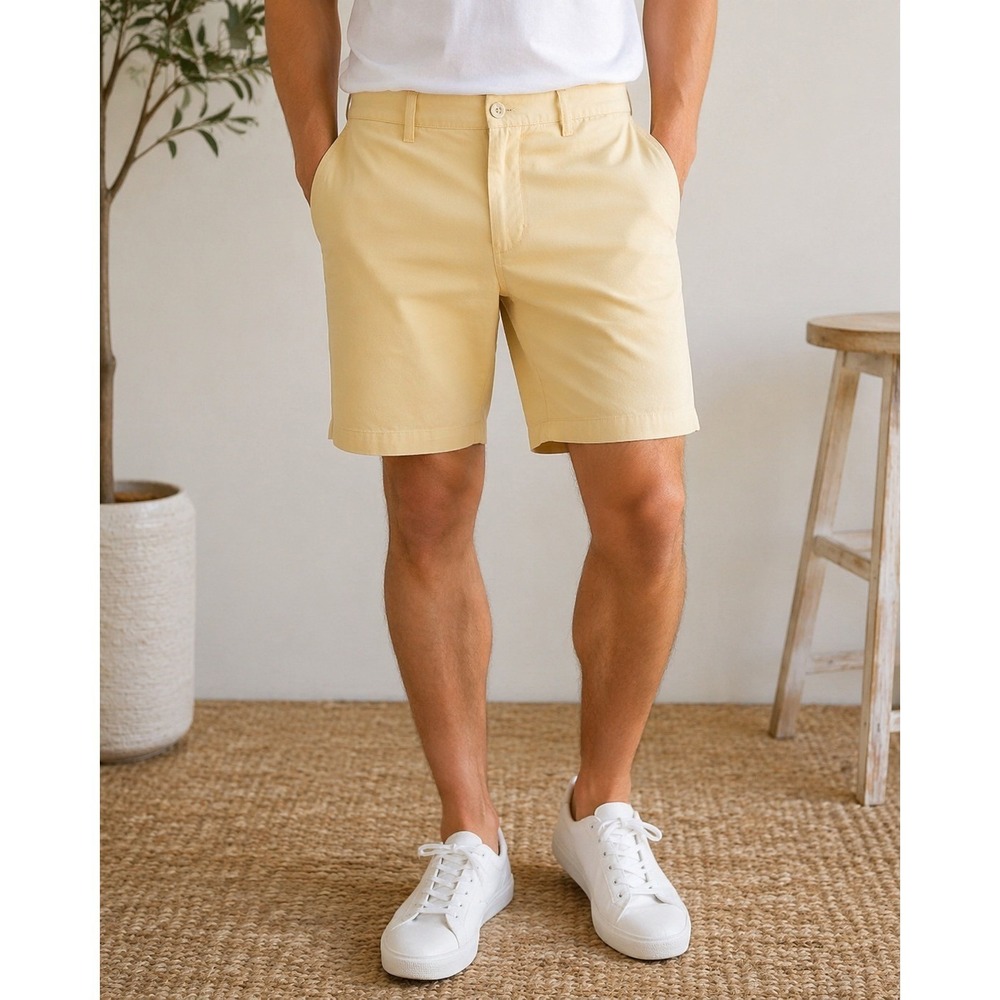 J.Crew Mens Chino Shorts 34 9" Inseam Yellow Cotton Classic Fit